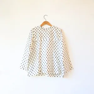 Bunon Sailor Collar Silk Shirt - Black/Cream Polkadot