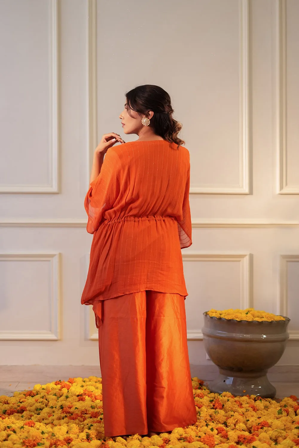 Burnt Orange Sequin Kurta Set