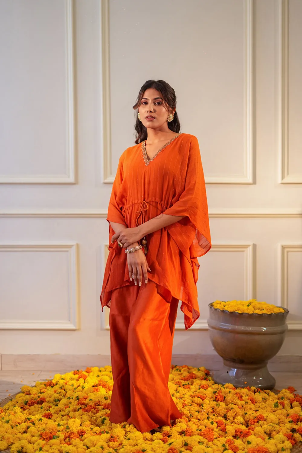 Burnt Orange Sequin Kurta Set
