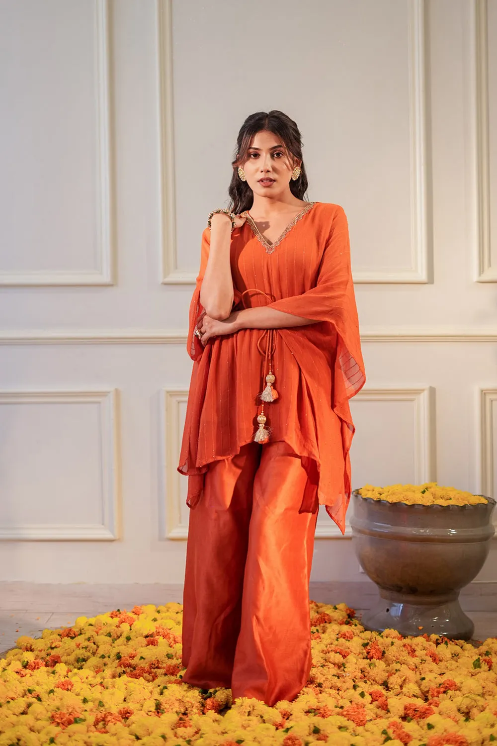 Burnt Orange Sequin Kurta Set