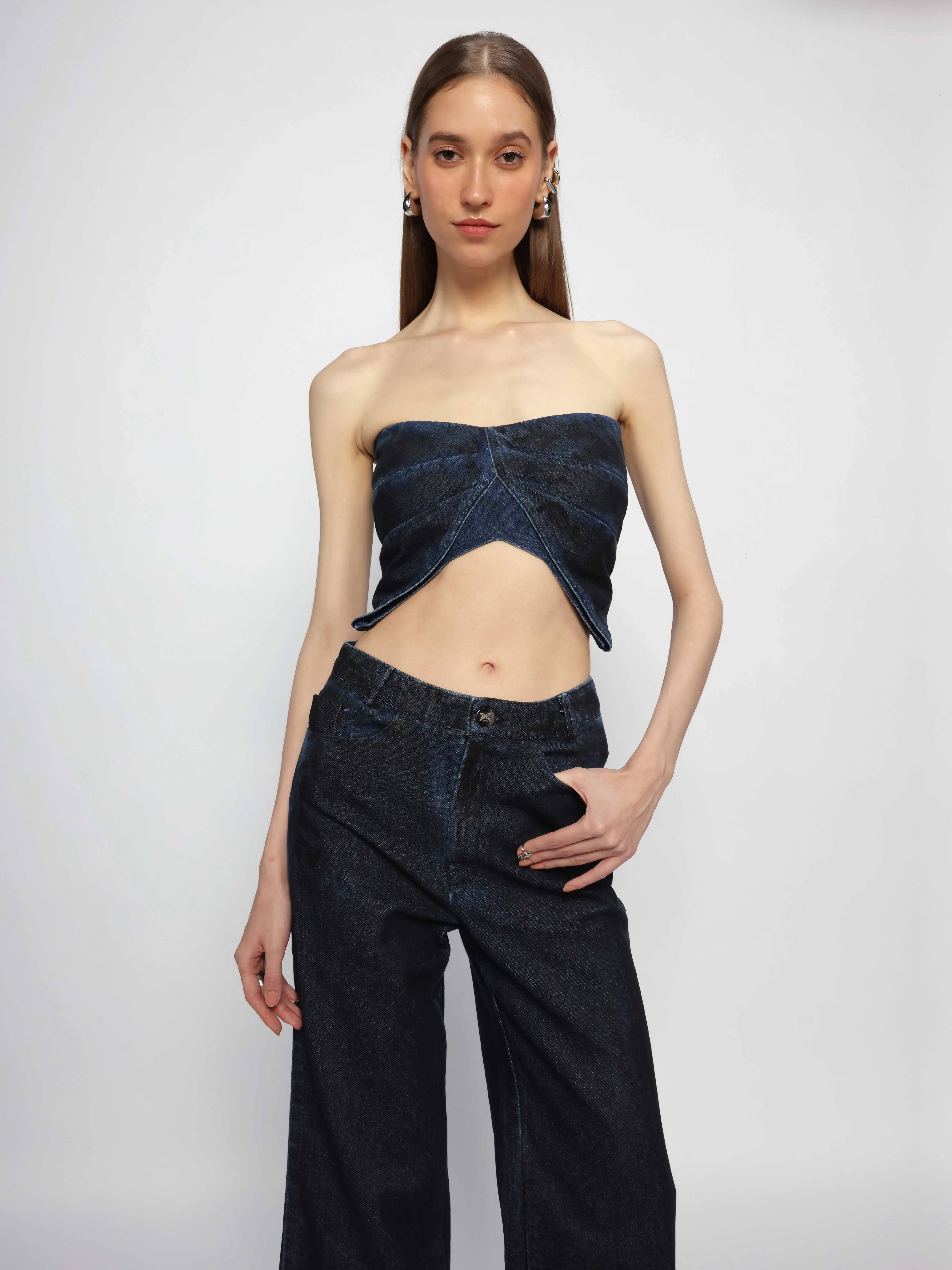 Butterfly Drape Denim Top
