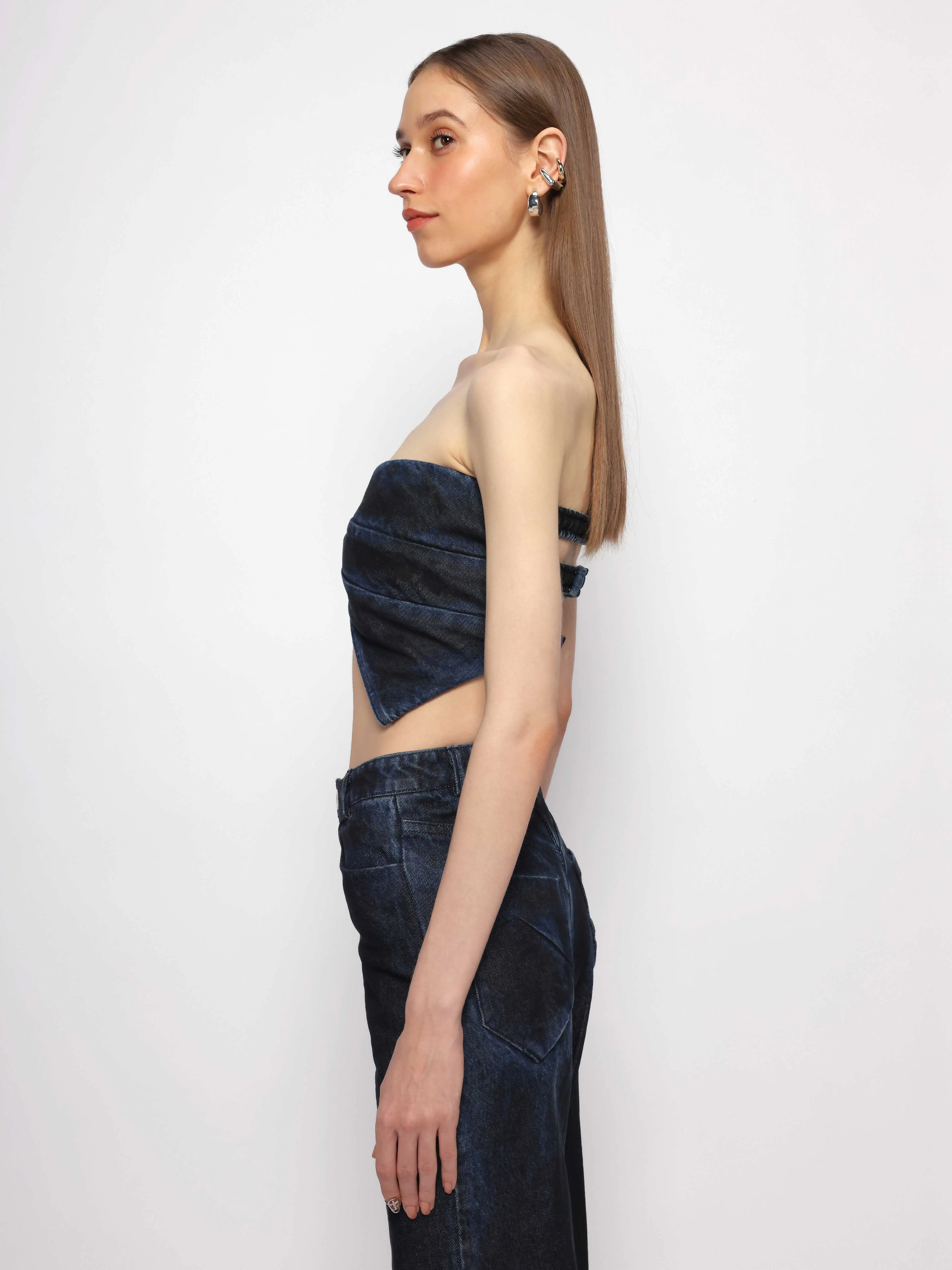Butterfly Drape Denim Top