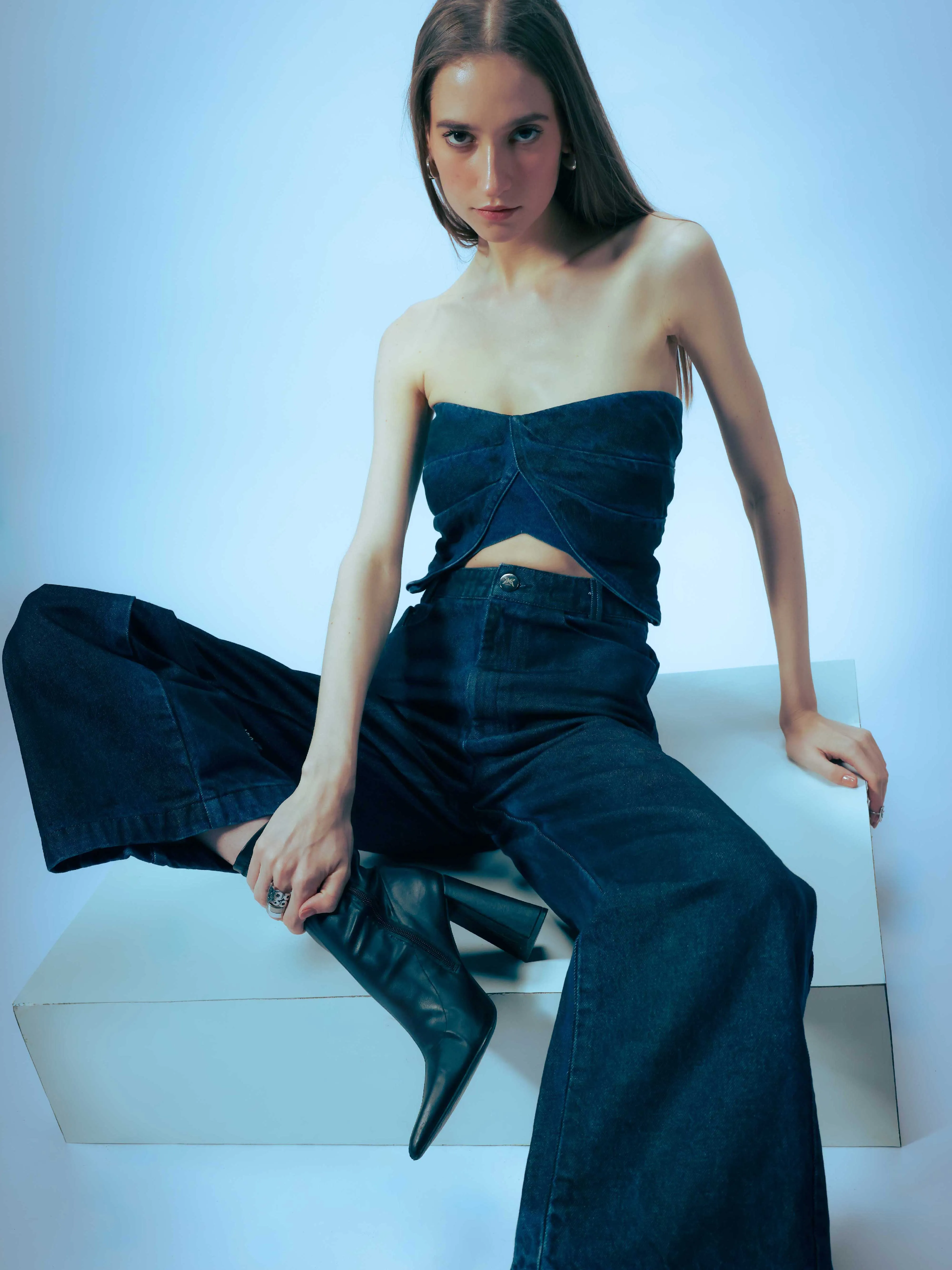 Butterfly Drape Denim Top
