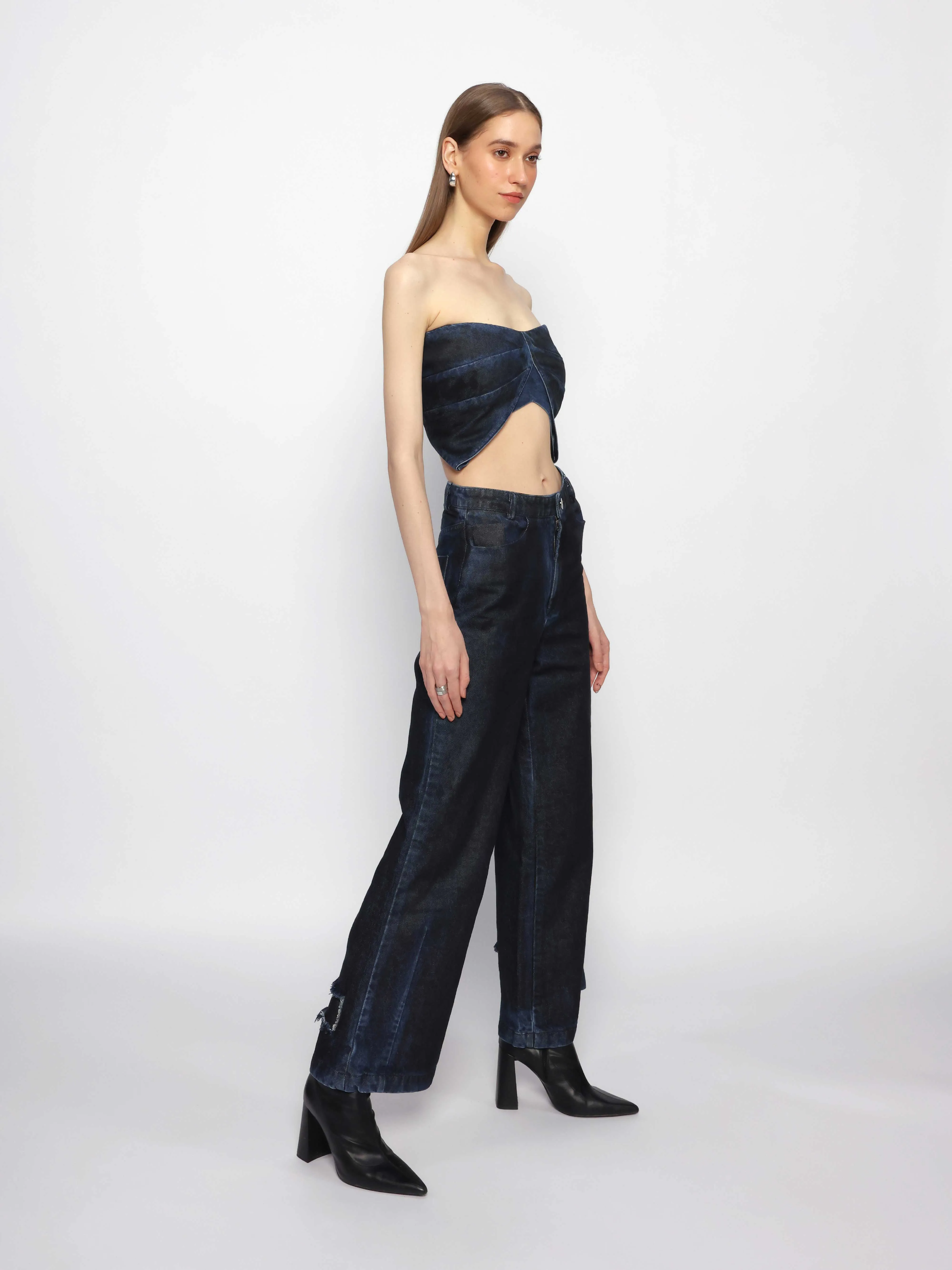 Butterfly Drape Denim Top