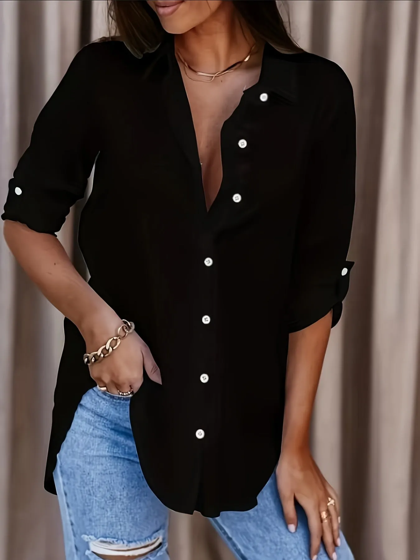 Button For Shirt - Relaxed Fit & Rolled Sleeves Design