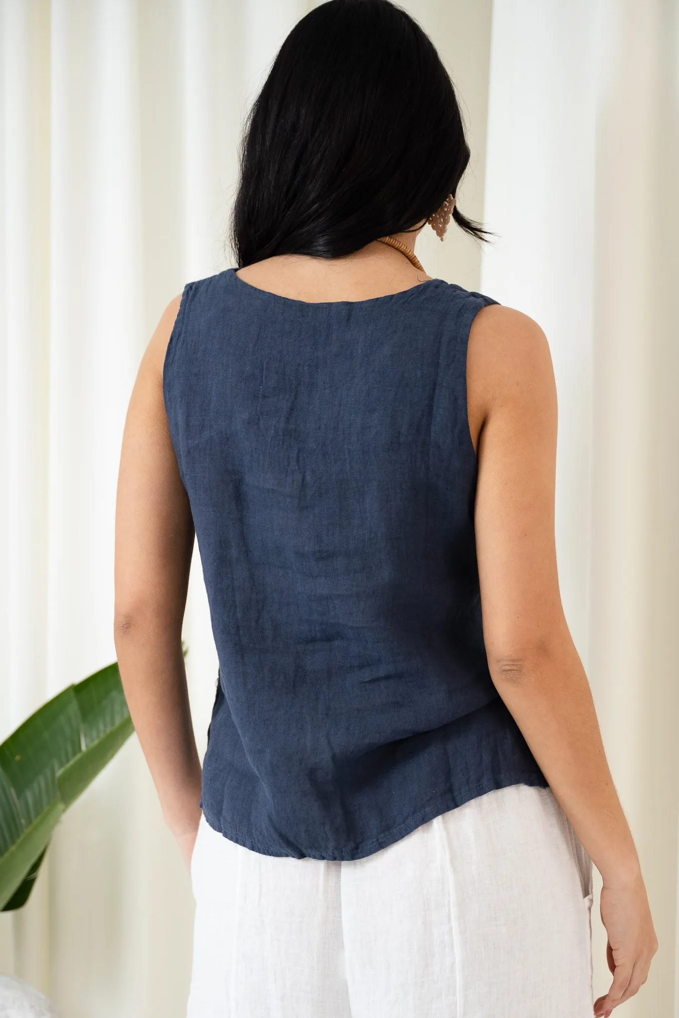 Button Side Top | Navy