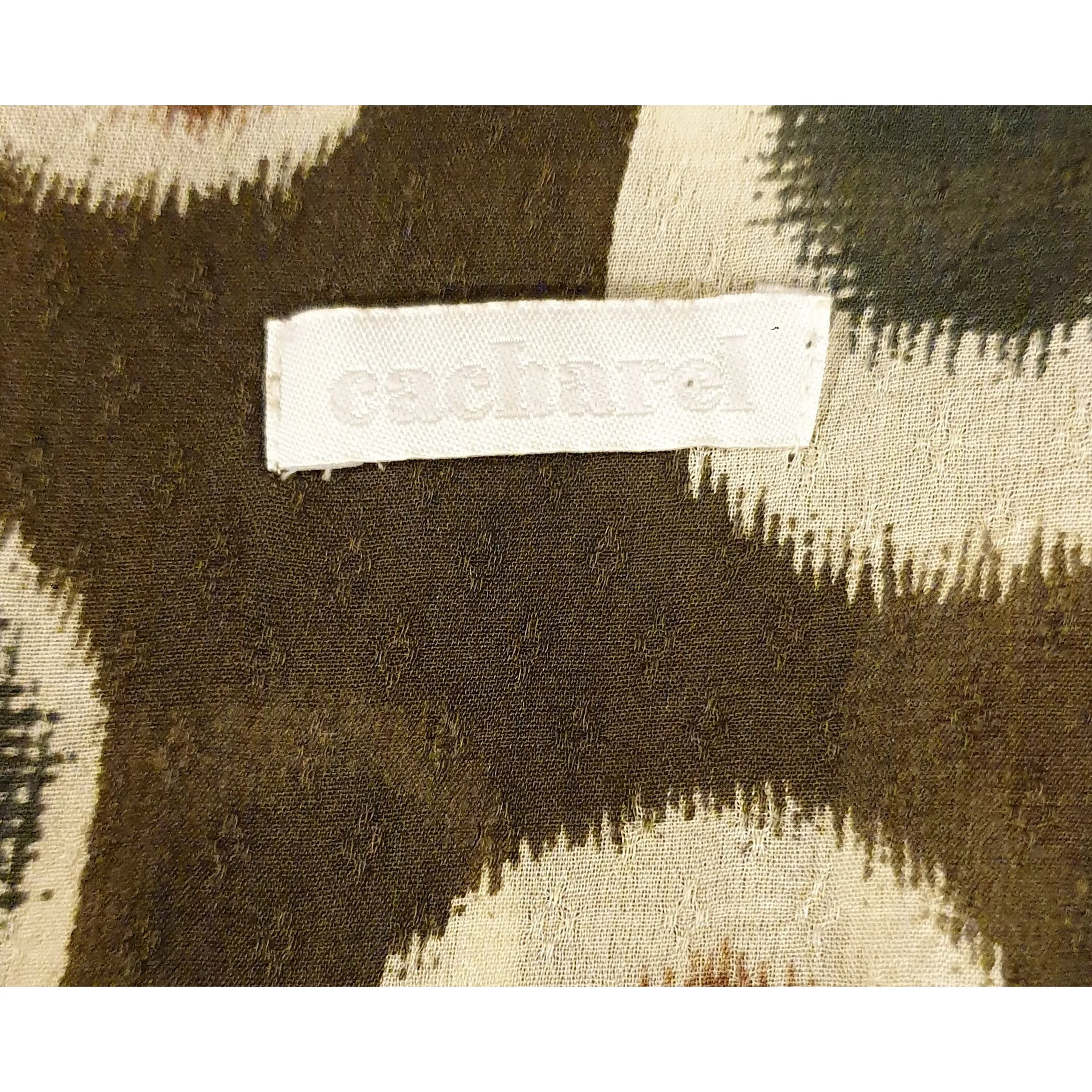 Cacharel deep olive green 100% silk fabric with asymmetrical dot print size 40 (fits size 10)