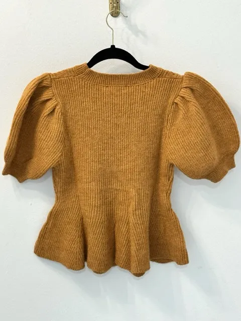 Camel Knit Peplum Sweater Top