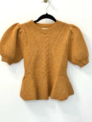 Camel Knit Peplum Sweater Top