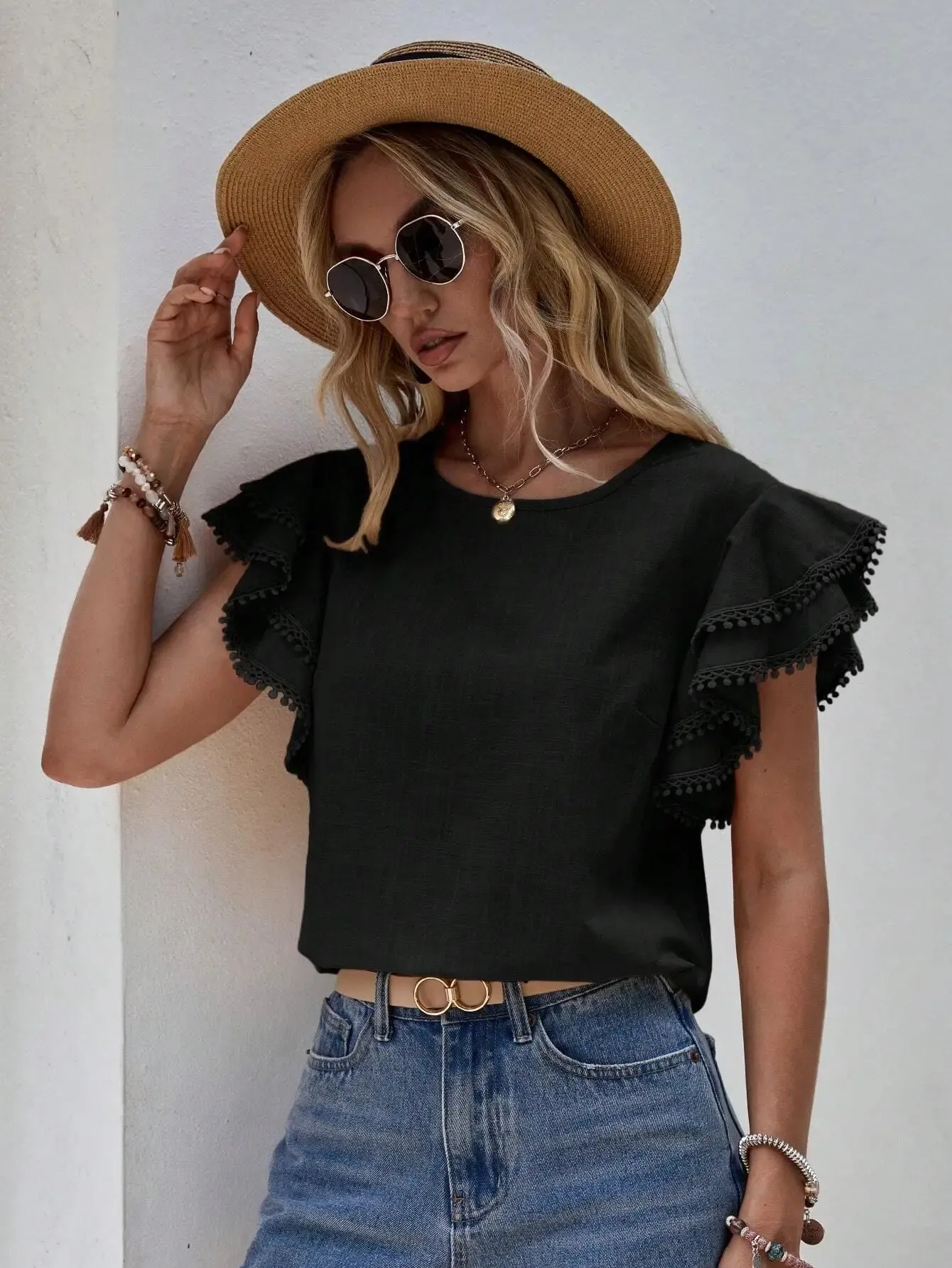 Camillia - Feminine Blouse with Ruffle Sleeves