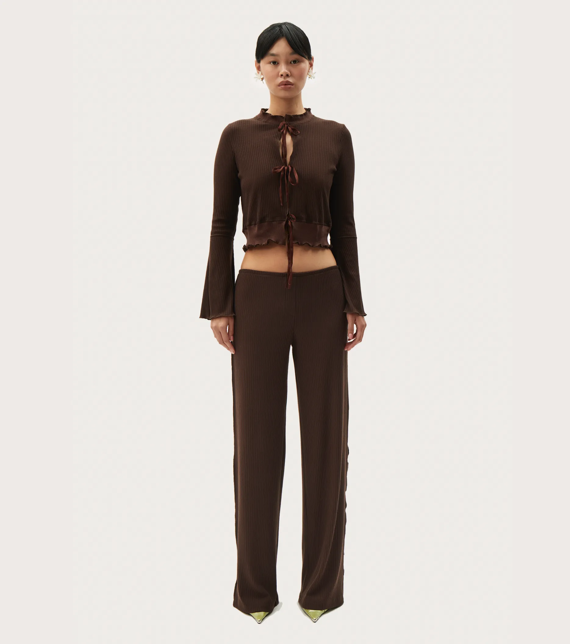 Cardigan with Ties in Brown