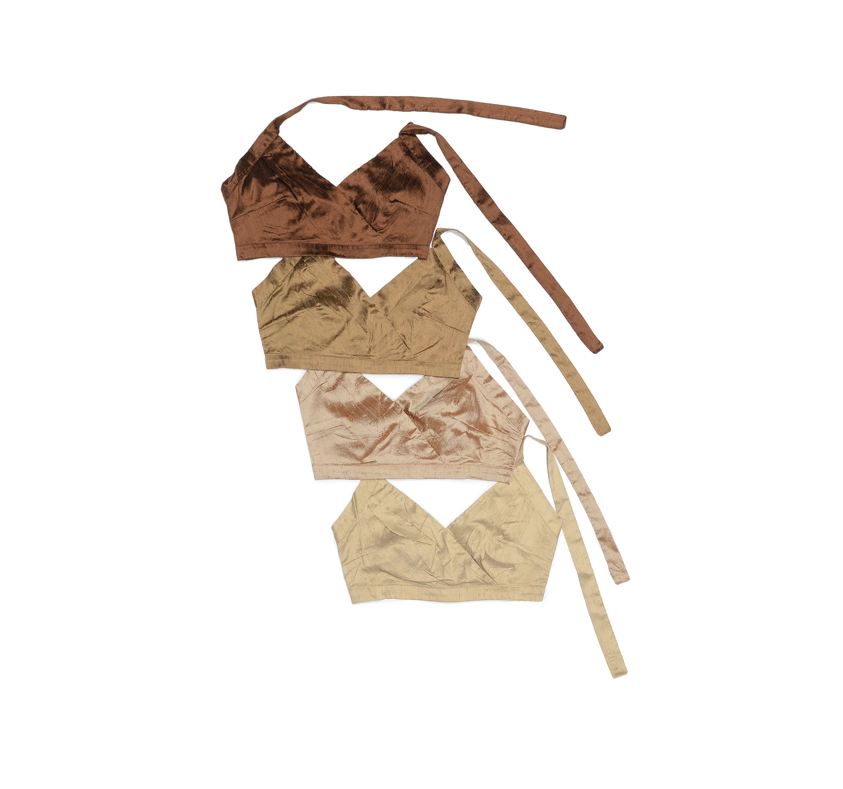 Champagne Nude Silk Halter Top