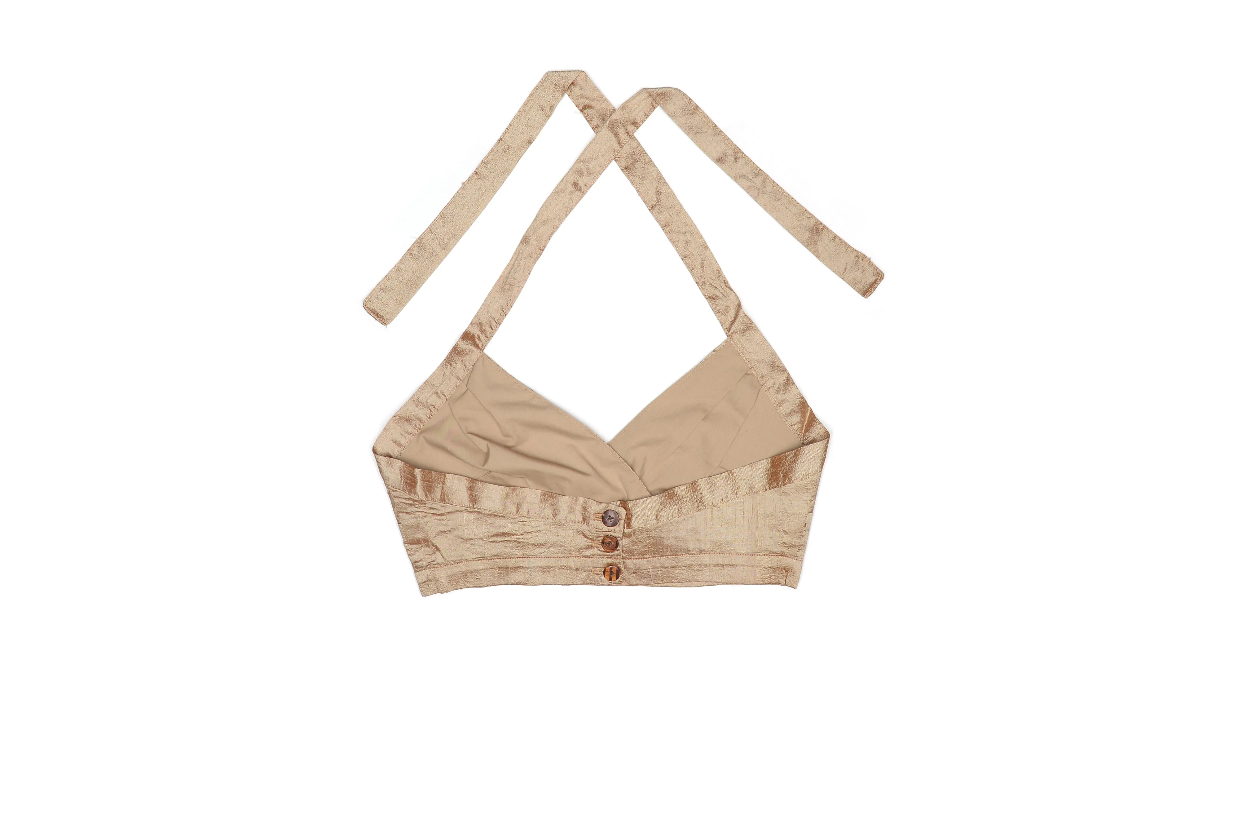 Champagne Nude Silk Halter Top