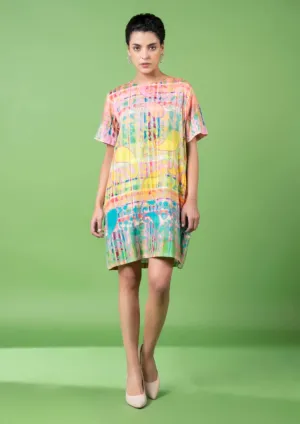 Check and paisley embroidered dress
