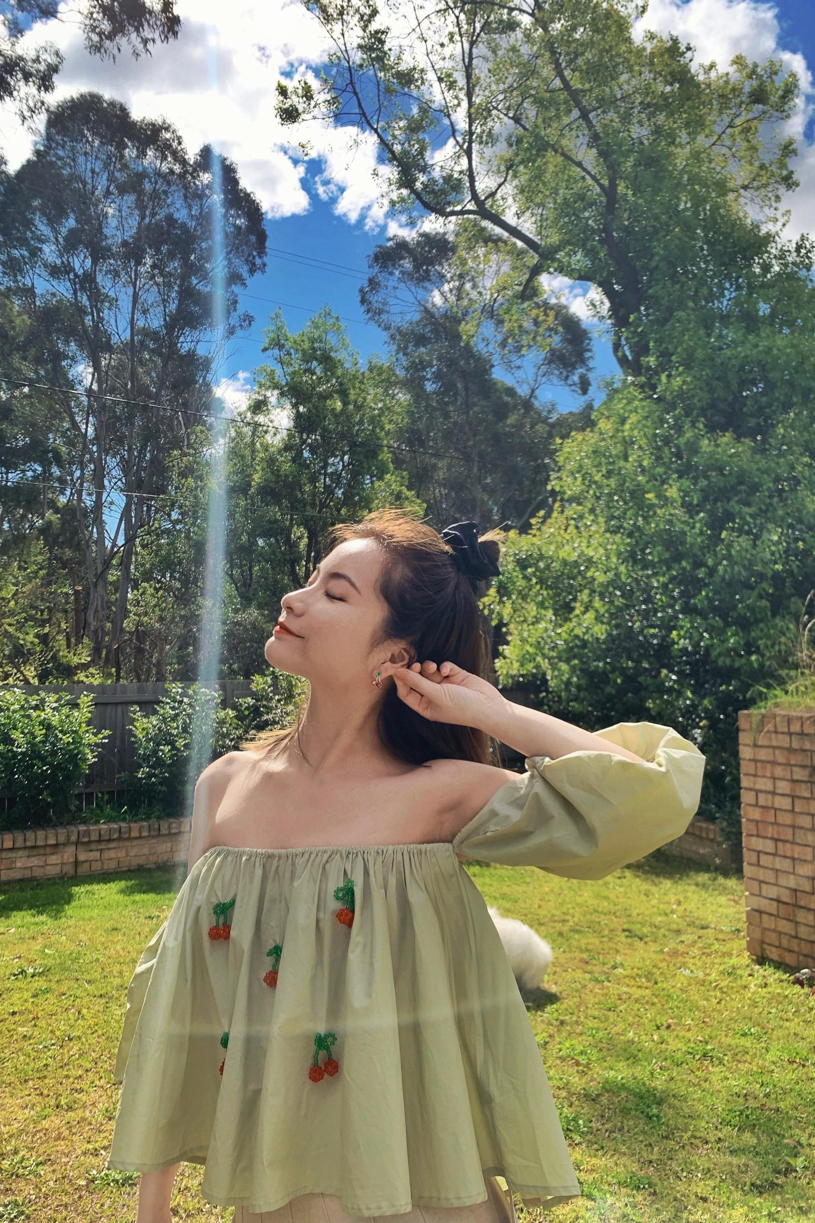 Cherry Off The Shoulder Top