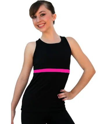 ChloeNoel T02 Racer Back Fitted Top in Black/Fuchsia