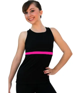 ChloeNoel T02 Racer Back Fitted Top in Black/Fuchsia