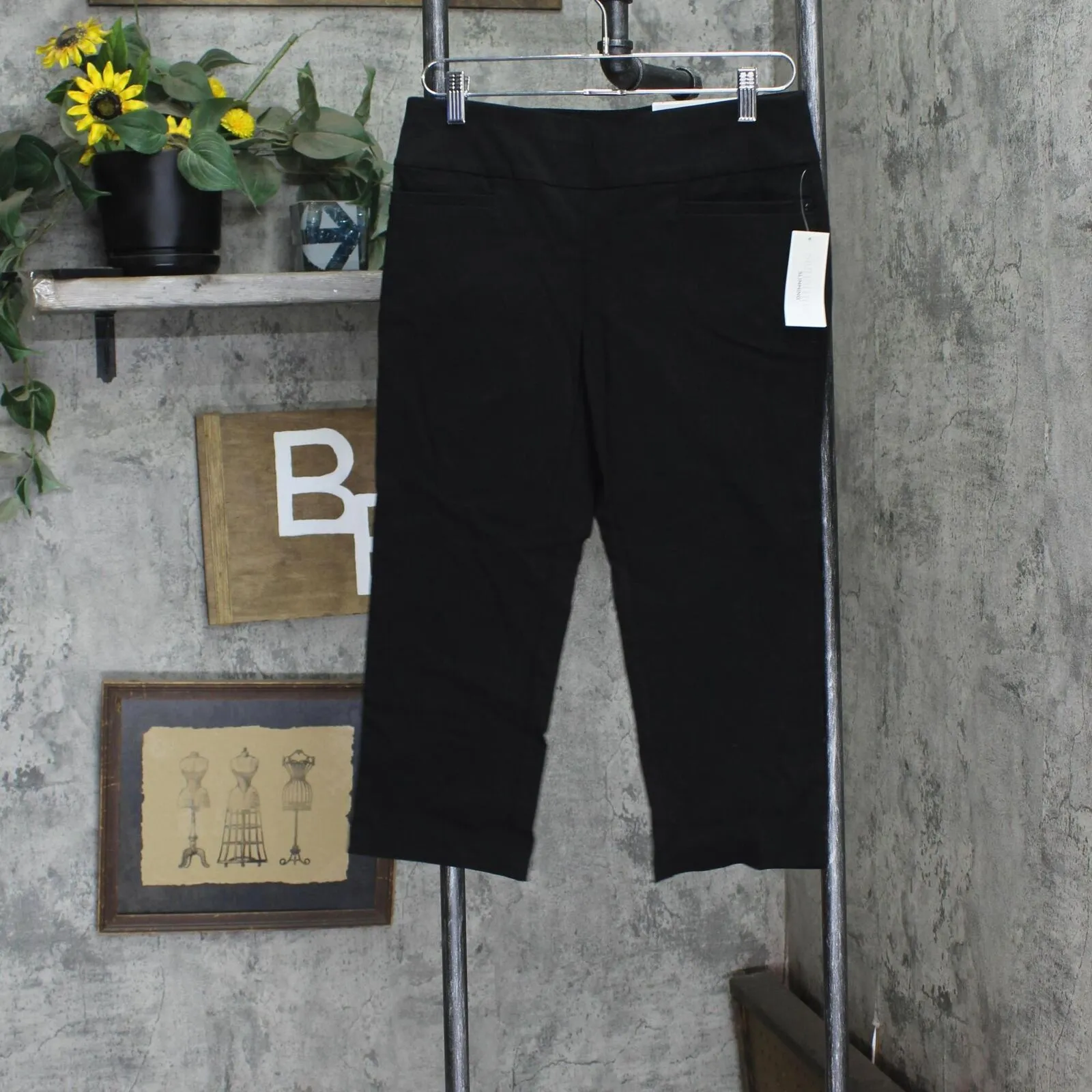 Christopher and Banks Womens Cropped Stretch Pull On Pants Black 4