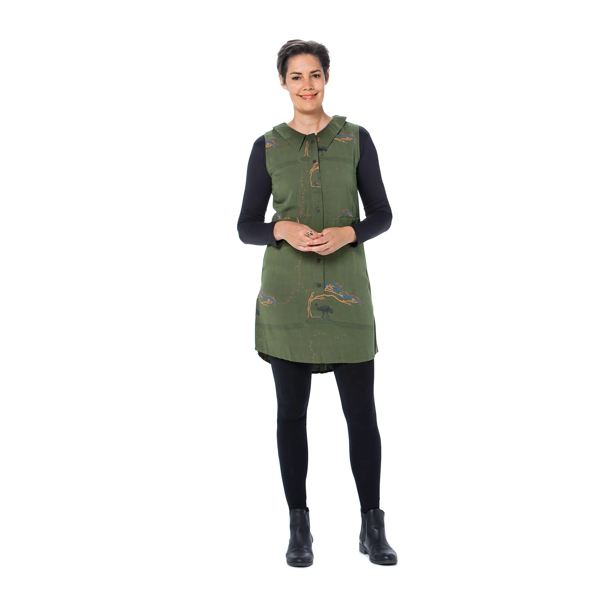 Collared Shift Dress - Woven bamboo