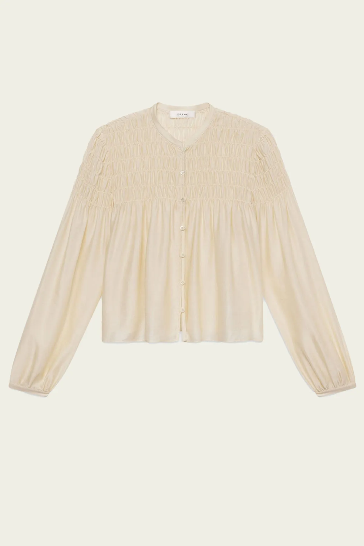 Collarless Lurex Blouse in Champagne