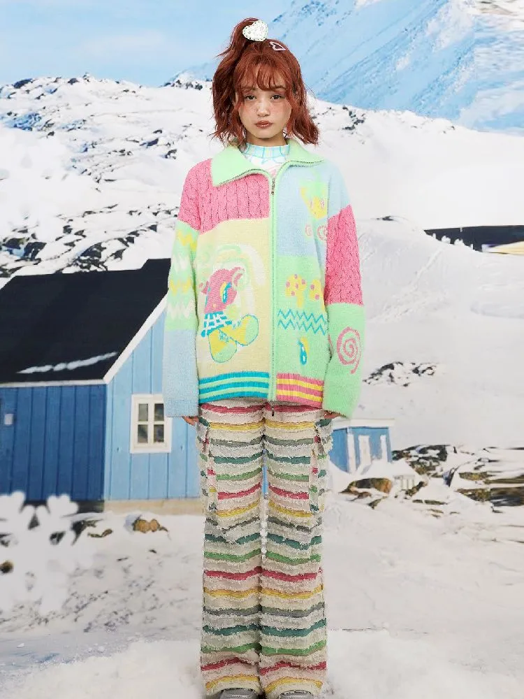 Color Blocking Peplum Cardigan【s0000011143】