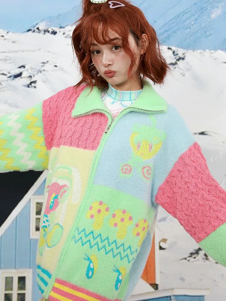 Color Blocking Peplum Cardigan【s0000011143】