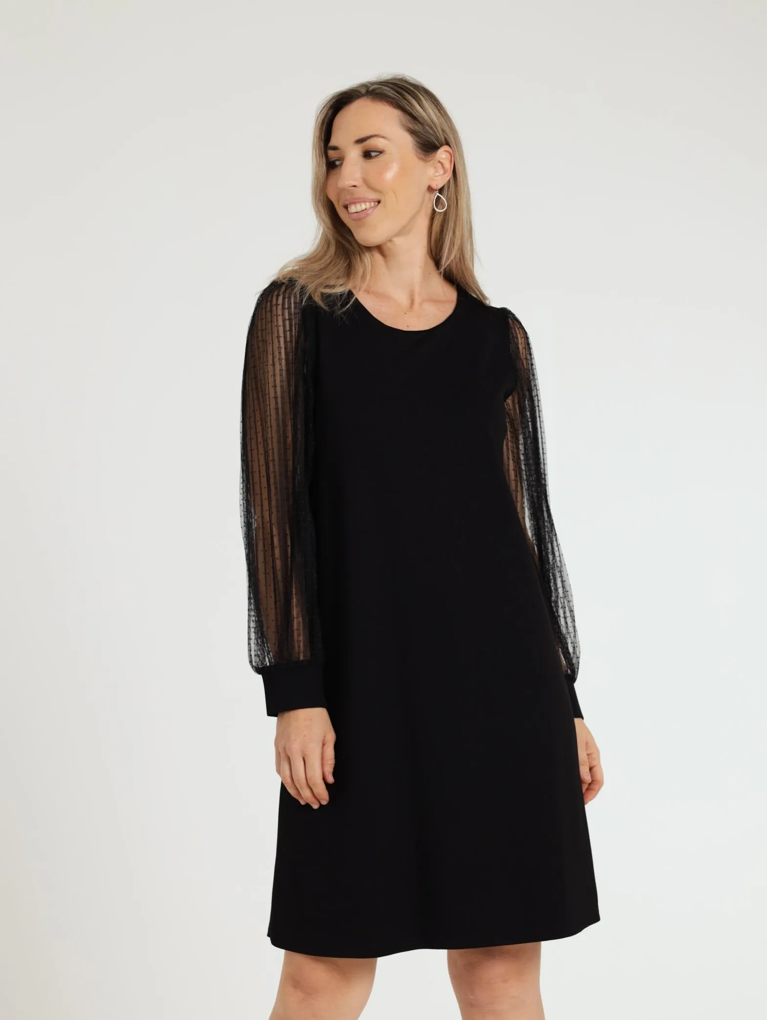 Combo Shift Dress - Black