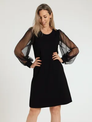 Combo Shift Dress - Black