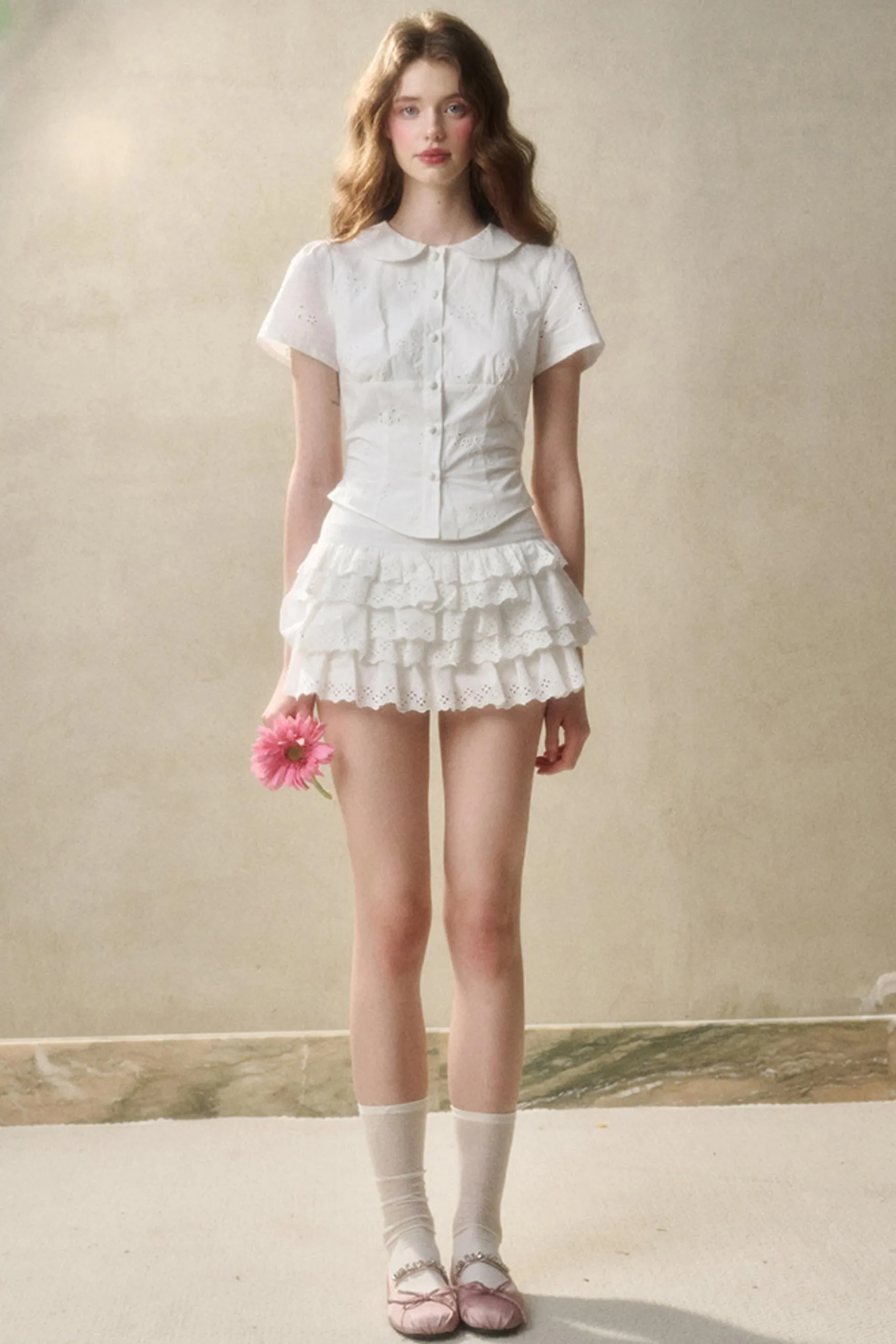 Cotton Lace Peplum Set-Up