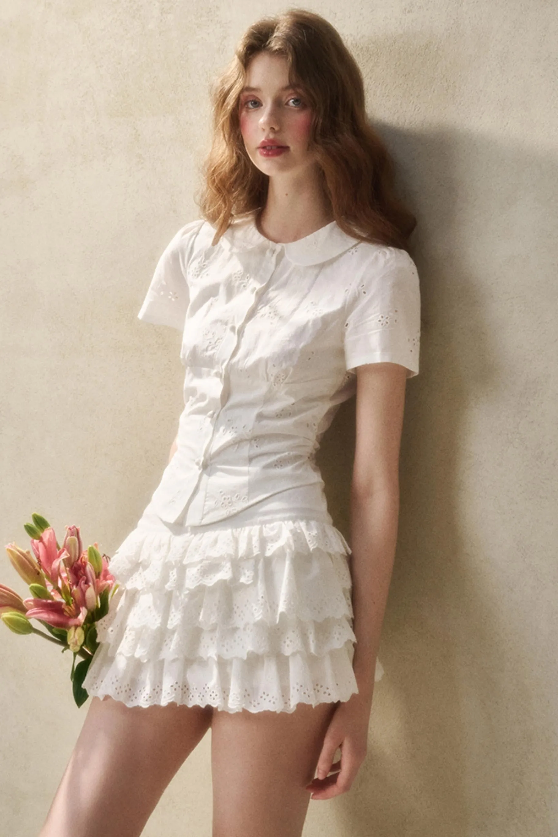 Cotton Lace Peplum Set-Up
