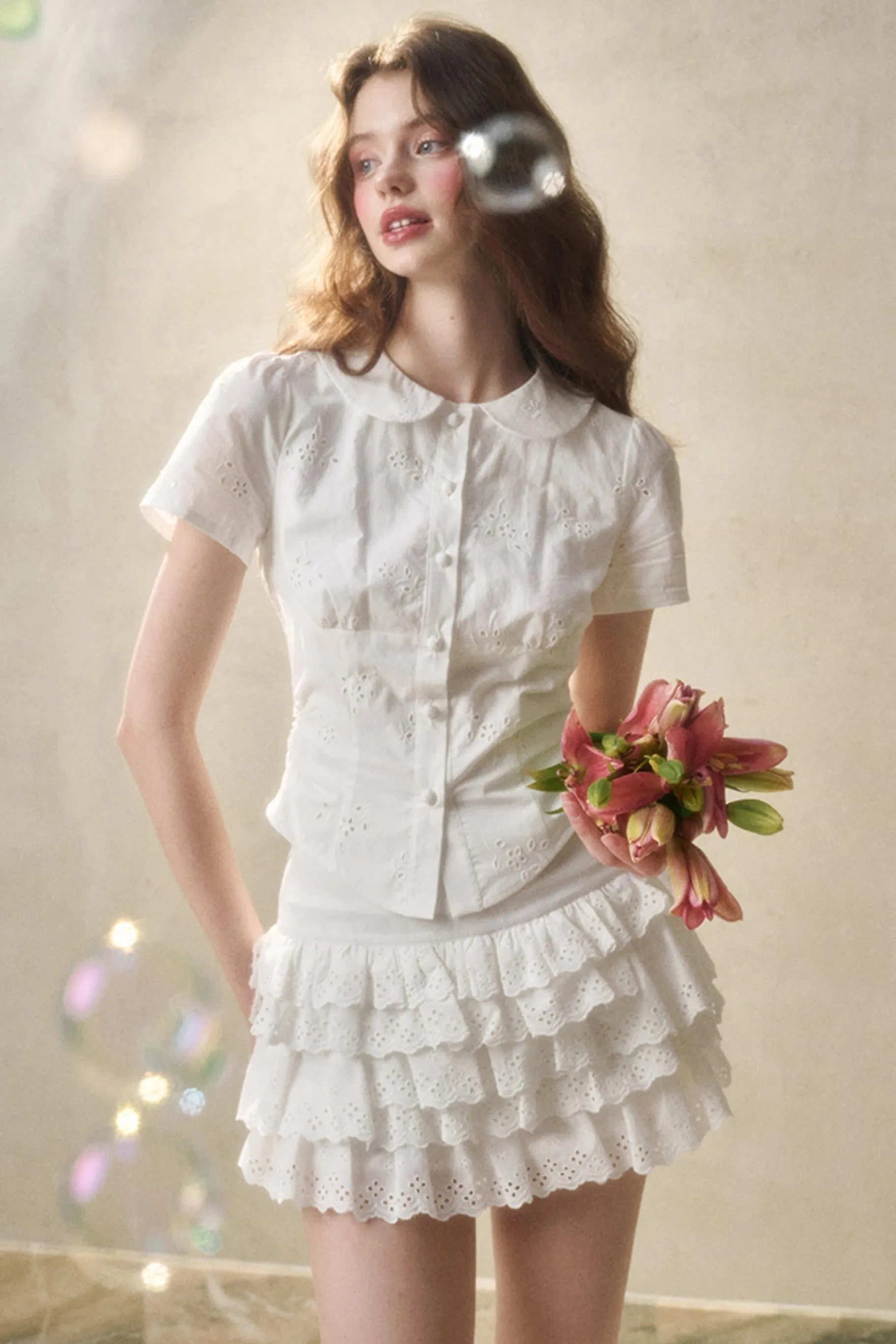Cotton Lace Peplum Set-Up
