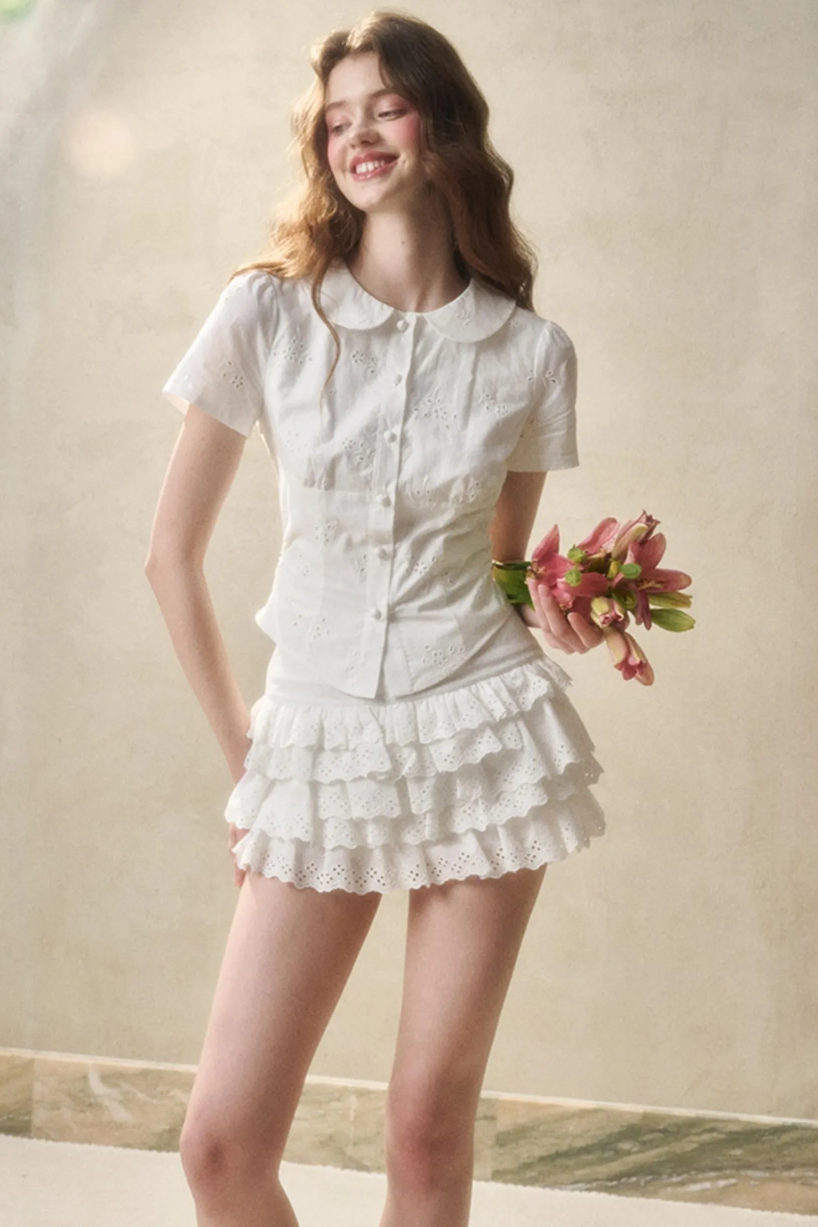 Cotton Lace Peplum Set-Up