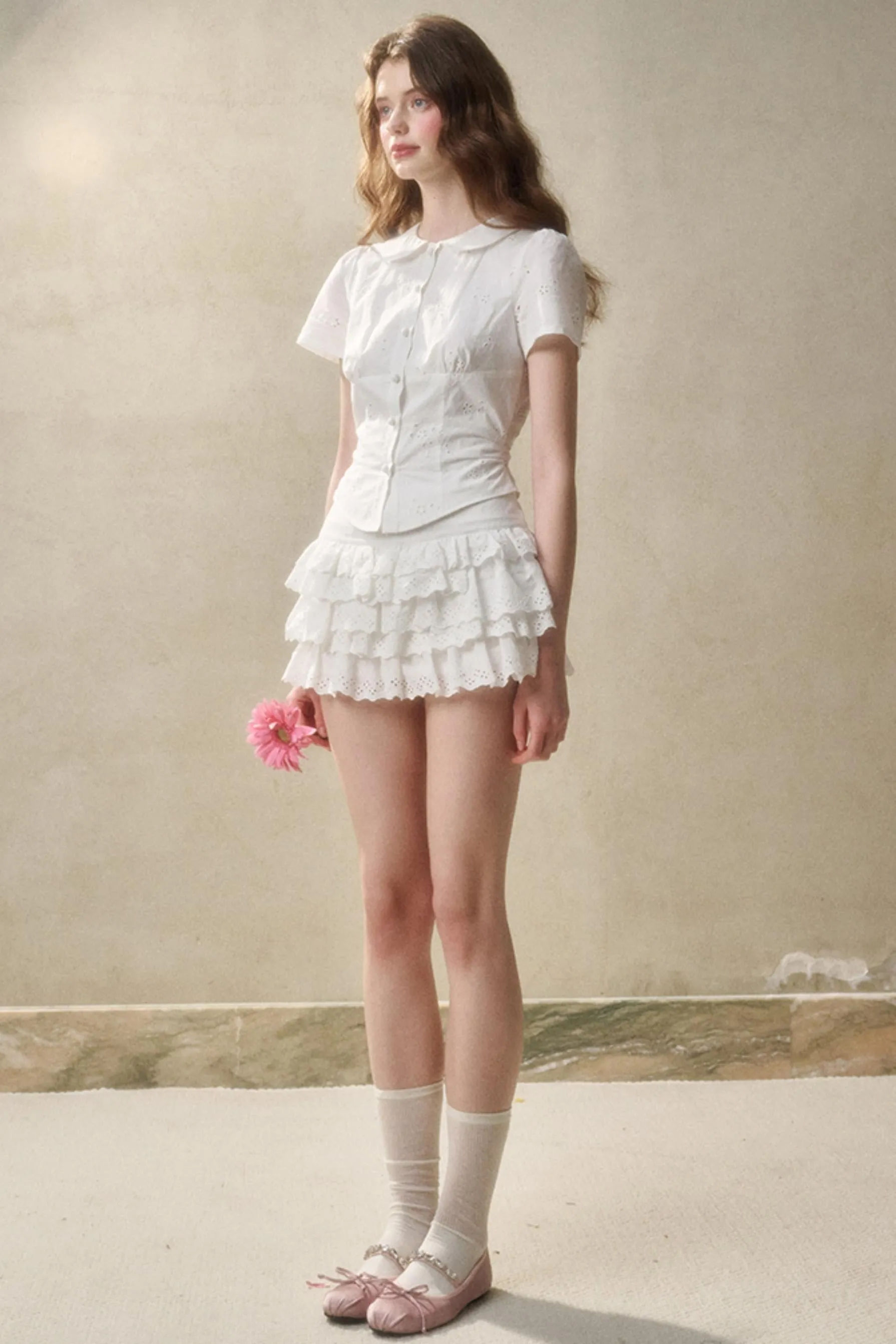 Cotton Lace Peplum Set-Up