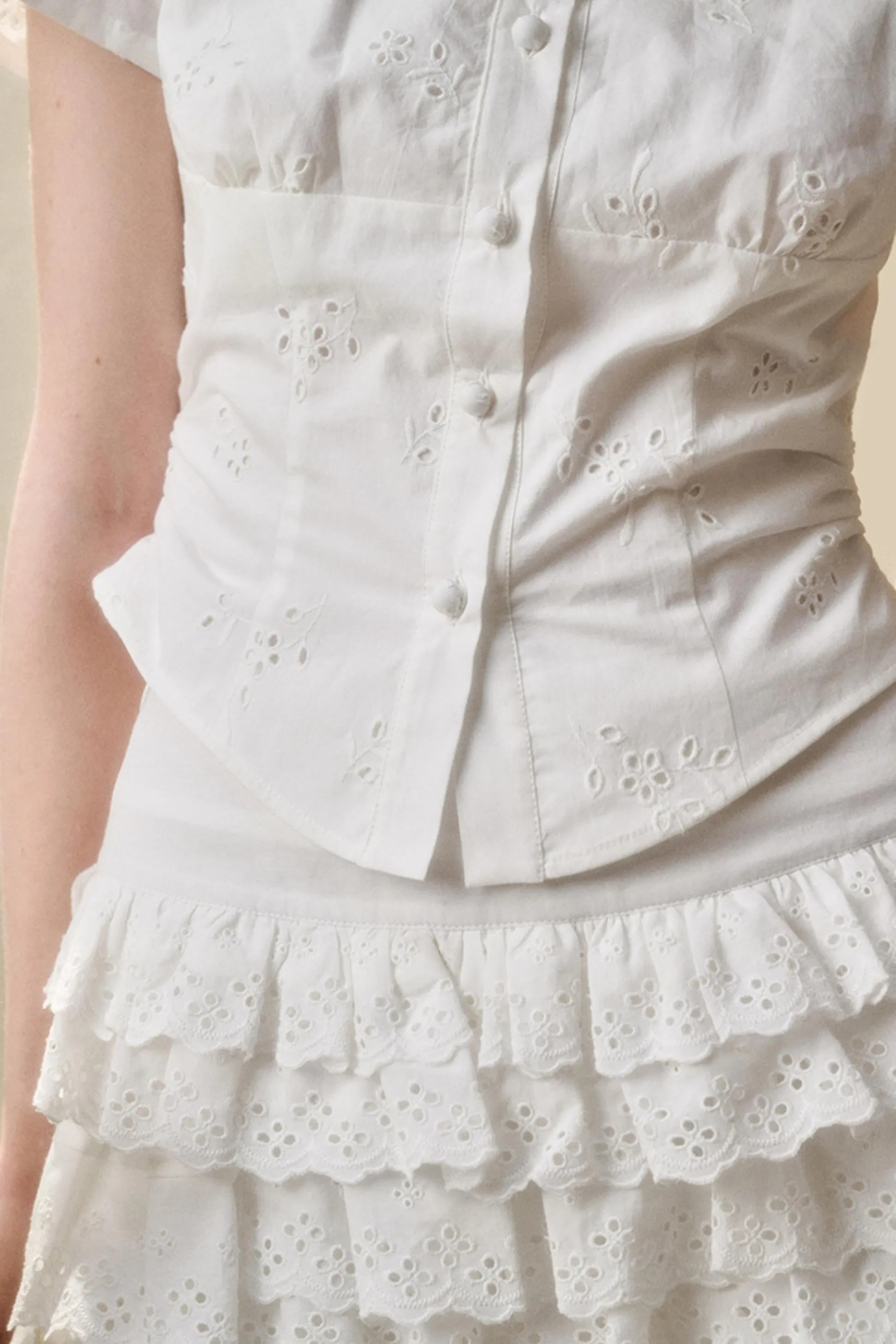 Cotton Lace Peplum Set-Up
