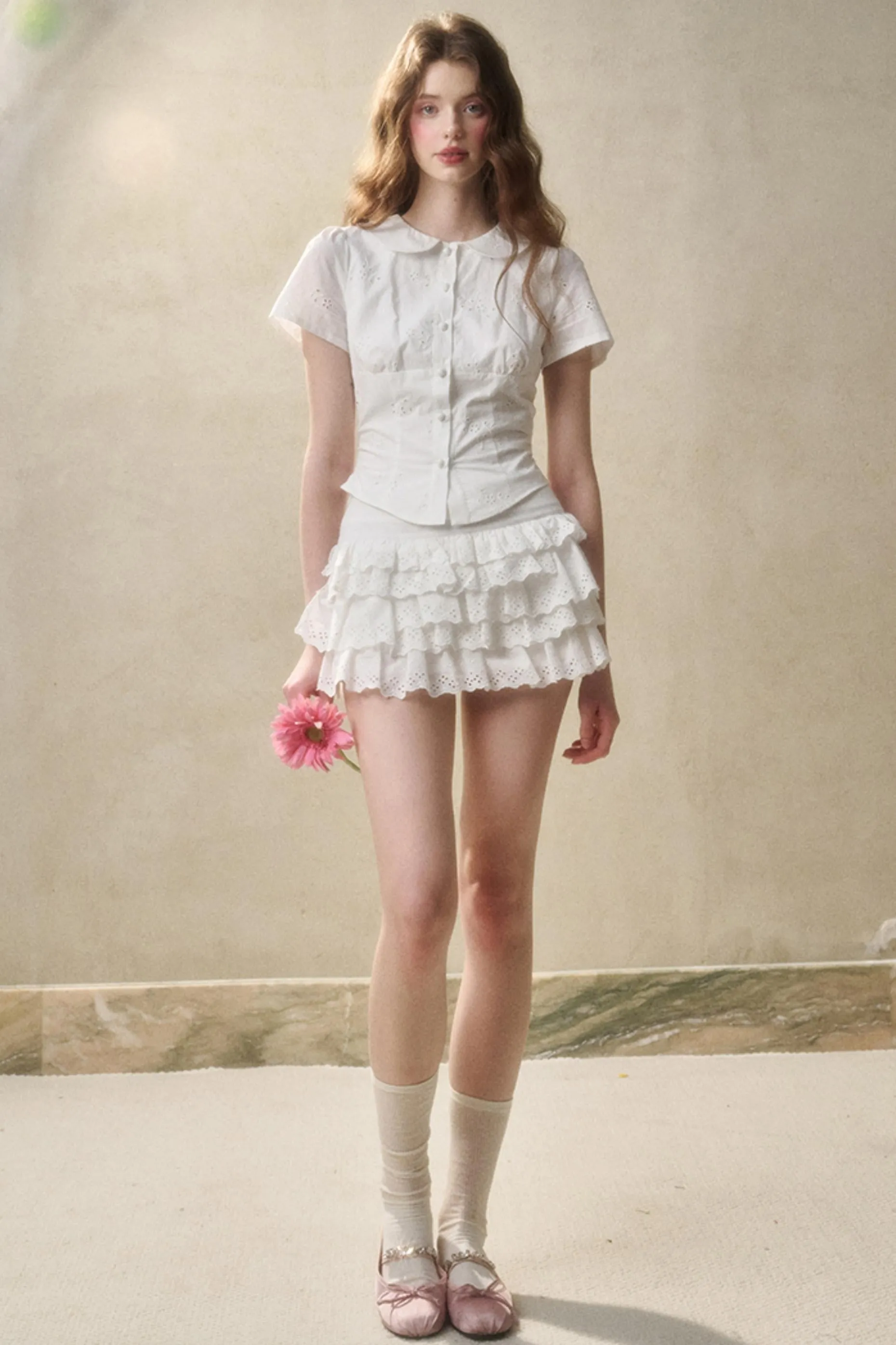 Cotton Lace Peplum Set-Up