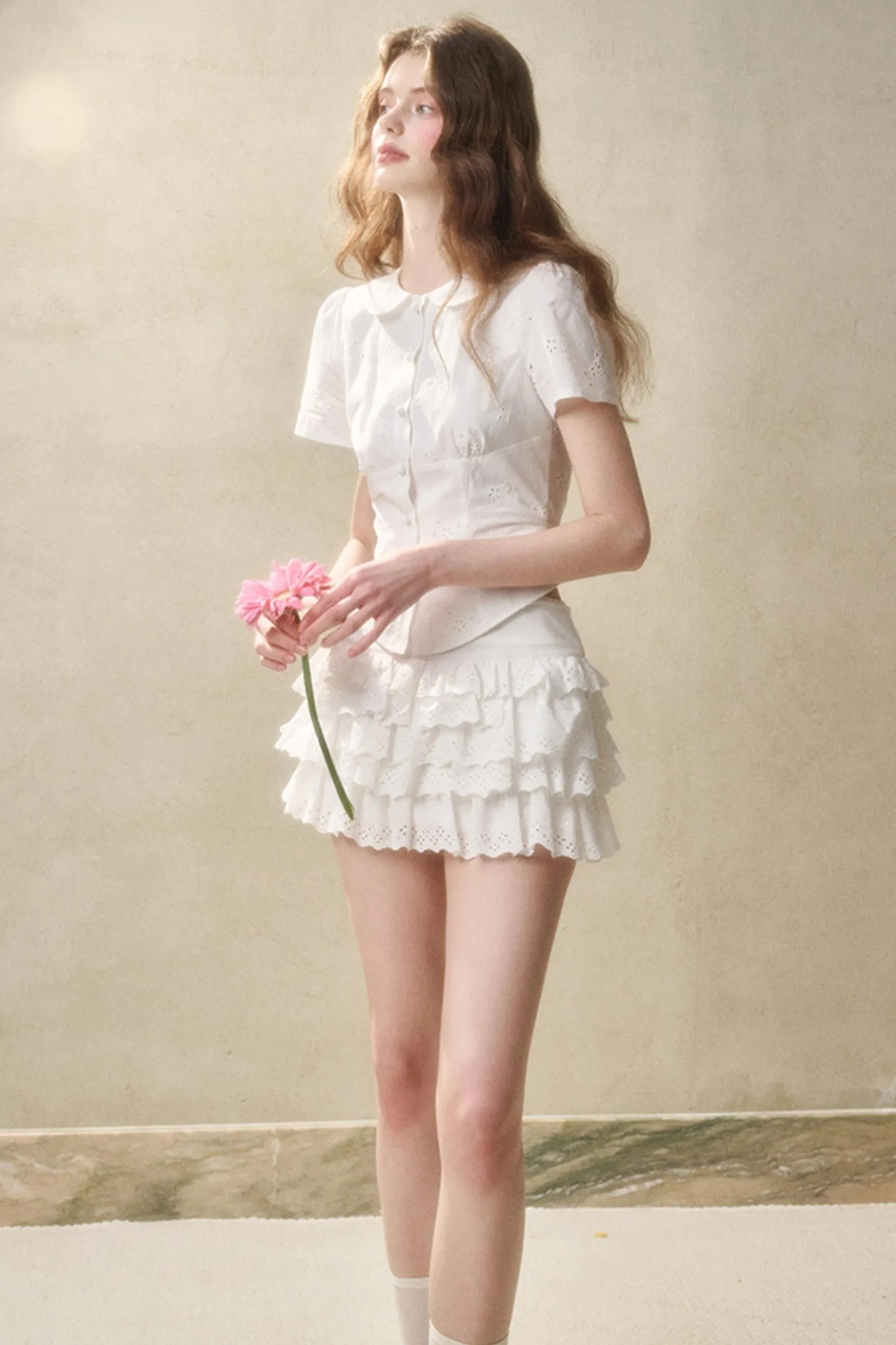 Cotton Lace Peplum Set-Up