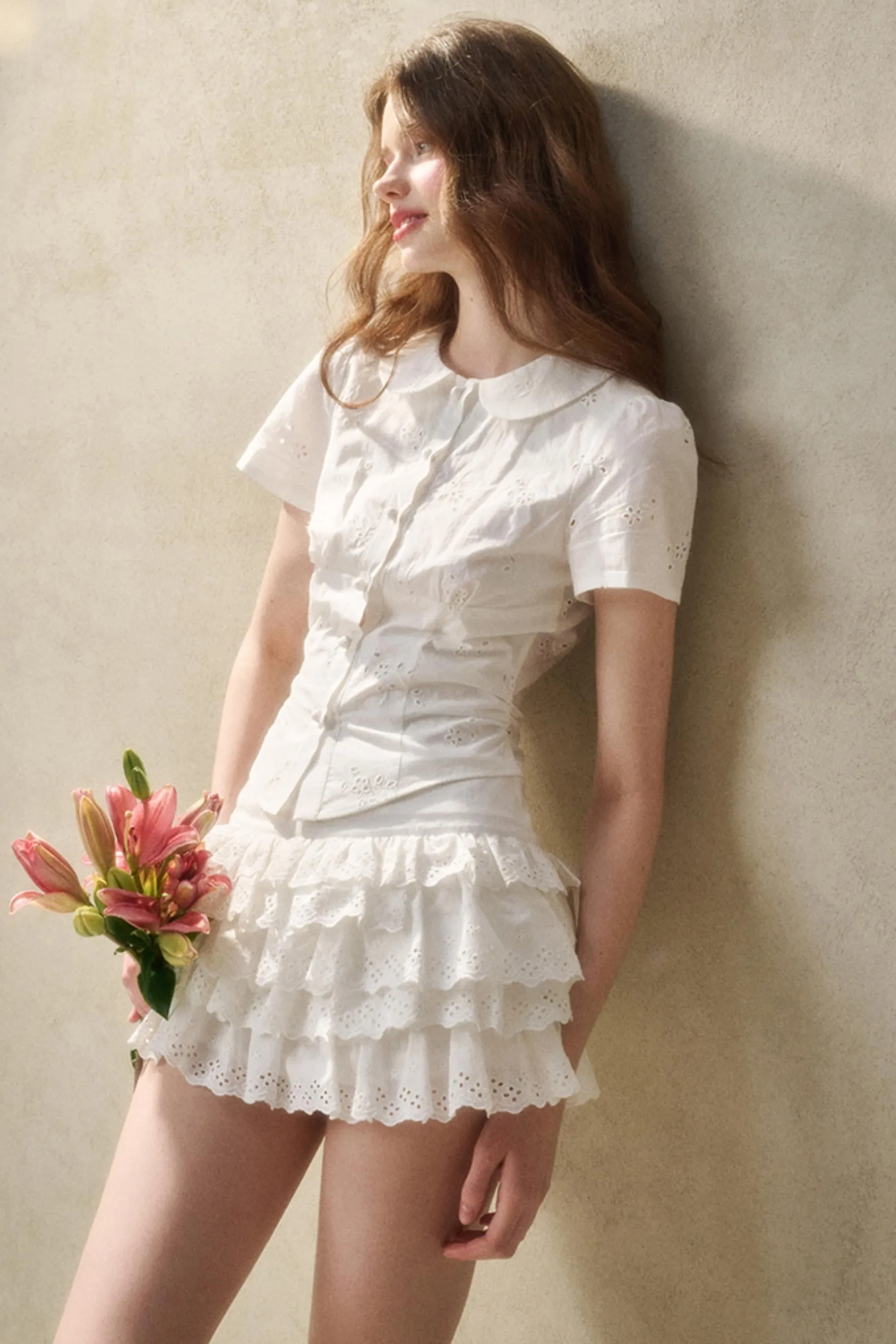 Cotton Lace Peplum Set-Up