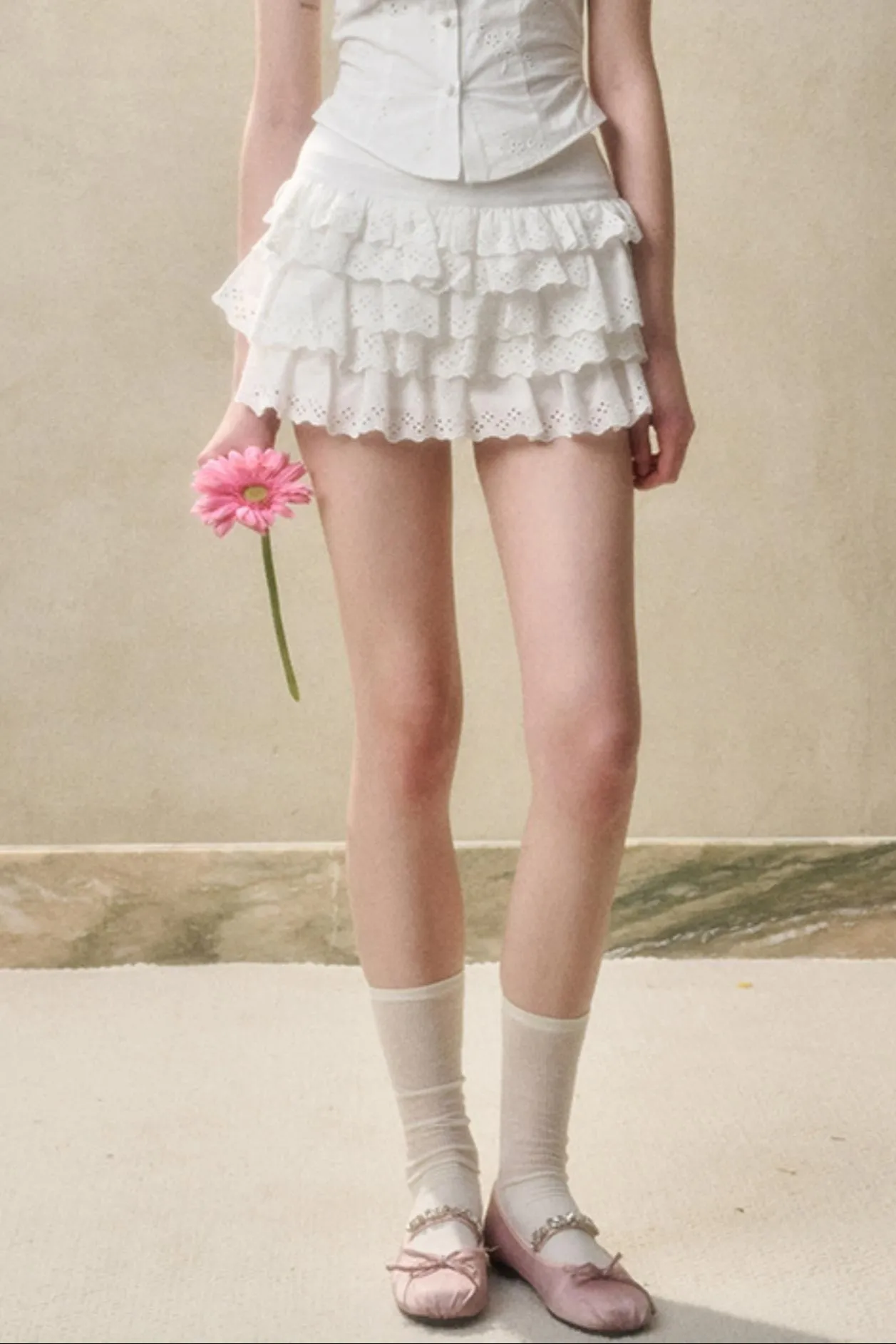 Cotton Lace Peplum Set-Up