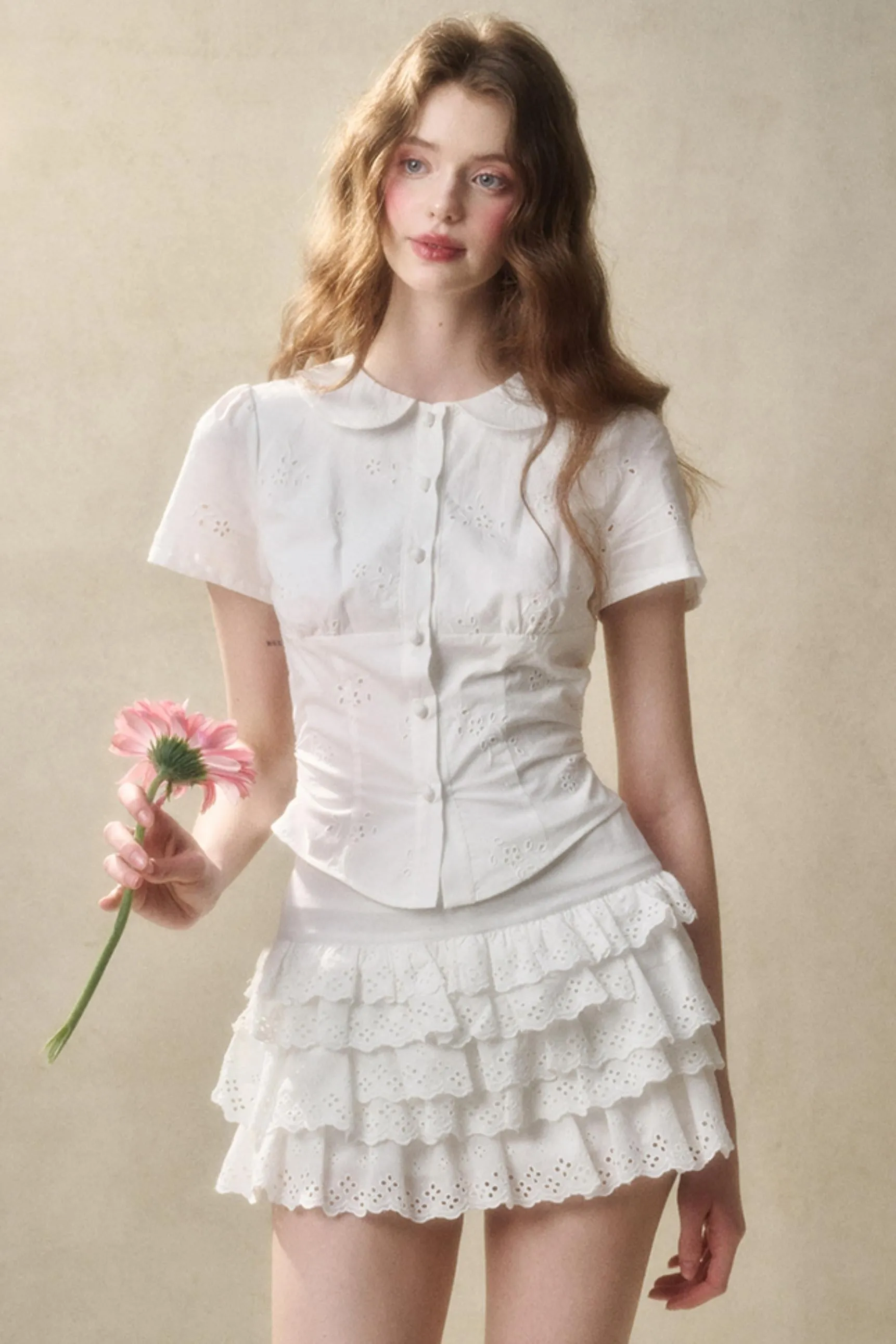 Cotton Lace Peplum Set-Up