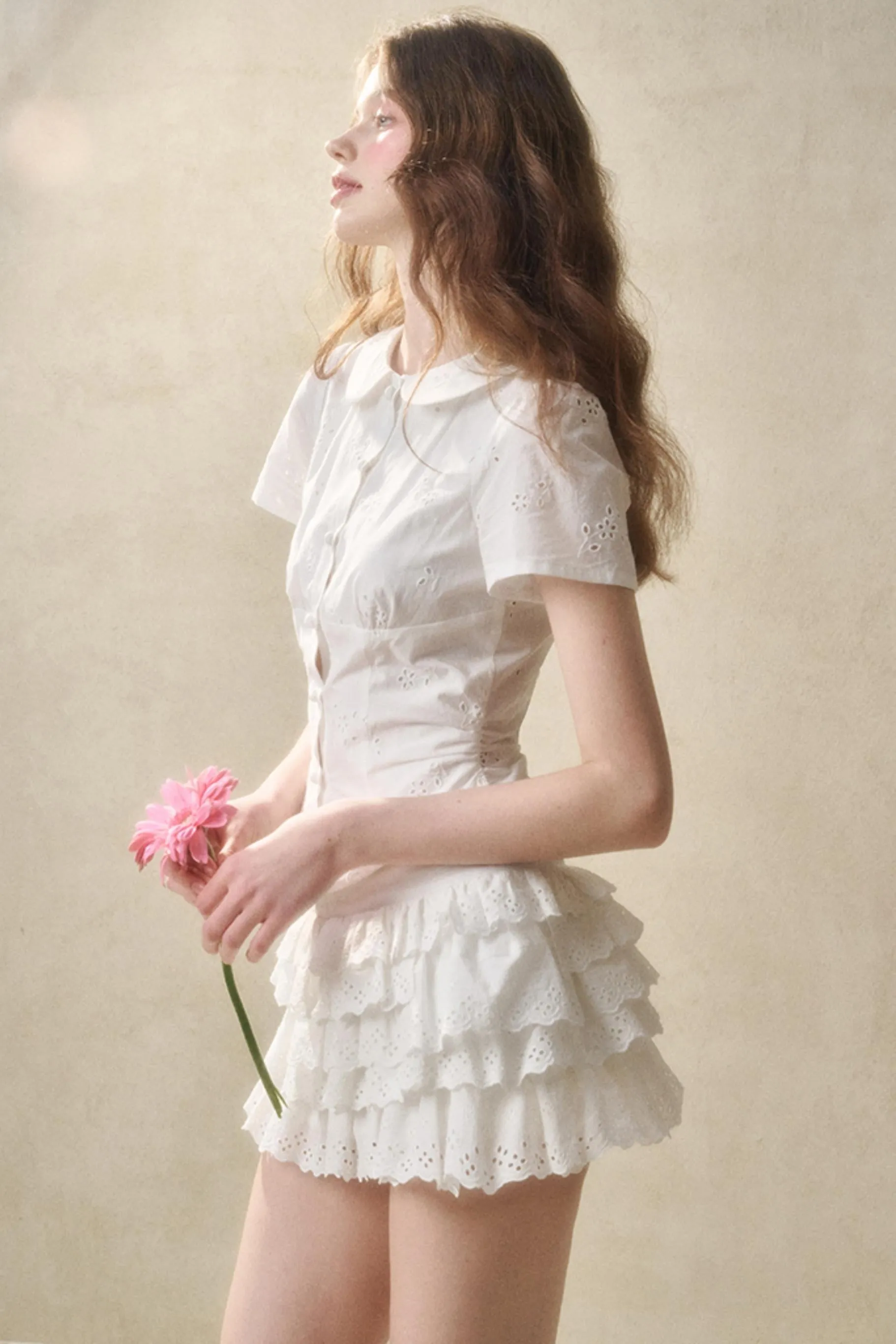 Cotton Lace Peplum Set-Up