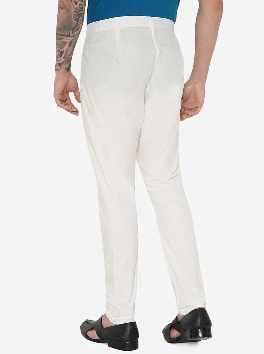 Cream Solid Regular Fit Aligadhi | Azania