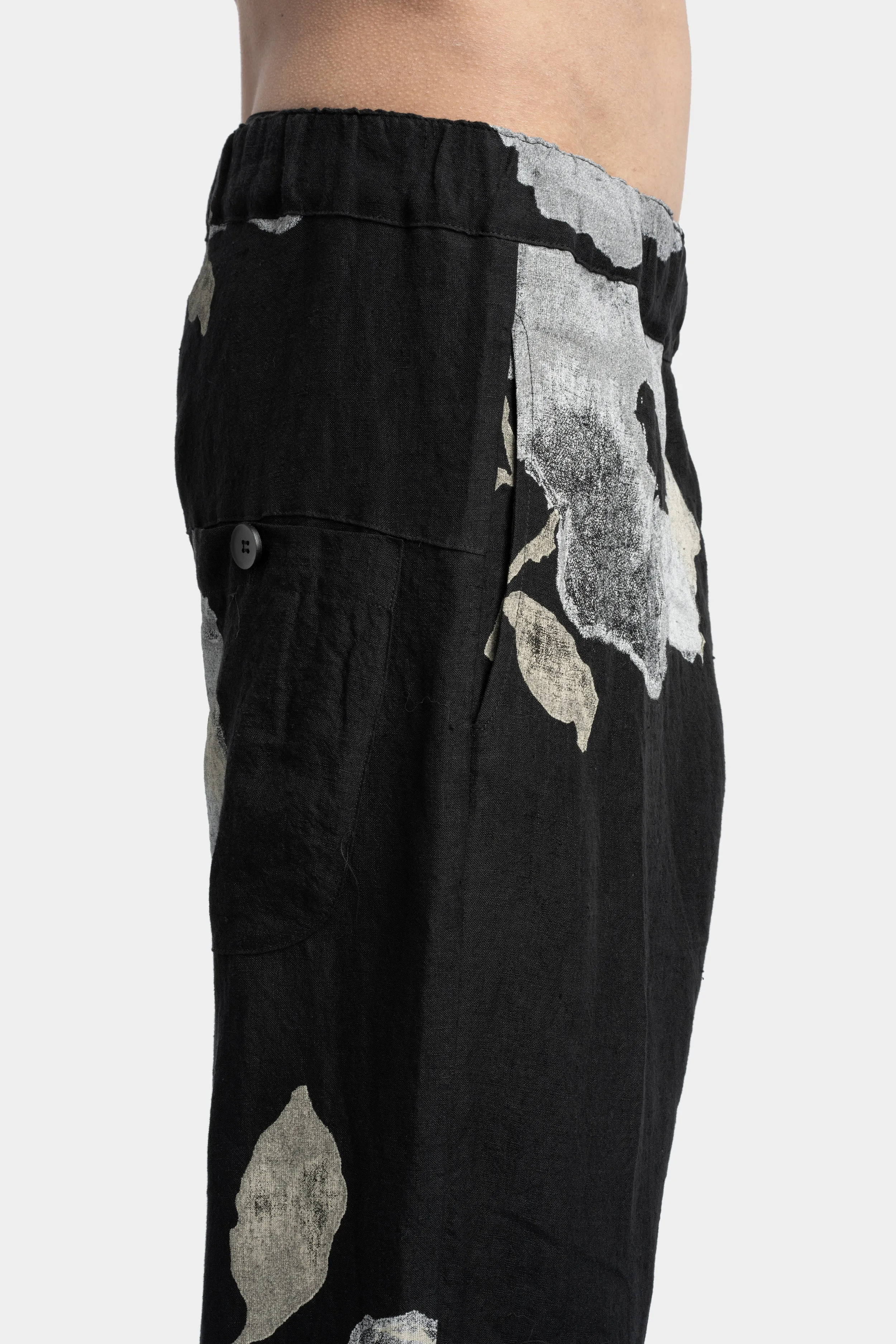 Cropped linen pants, Floral