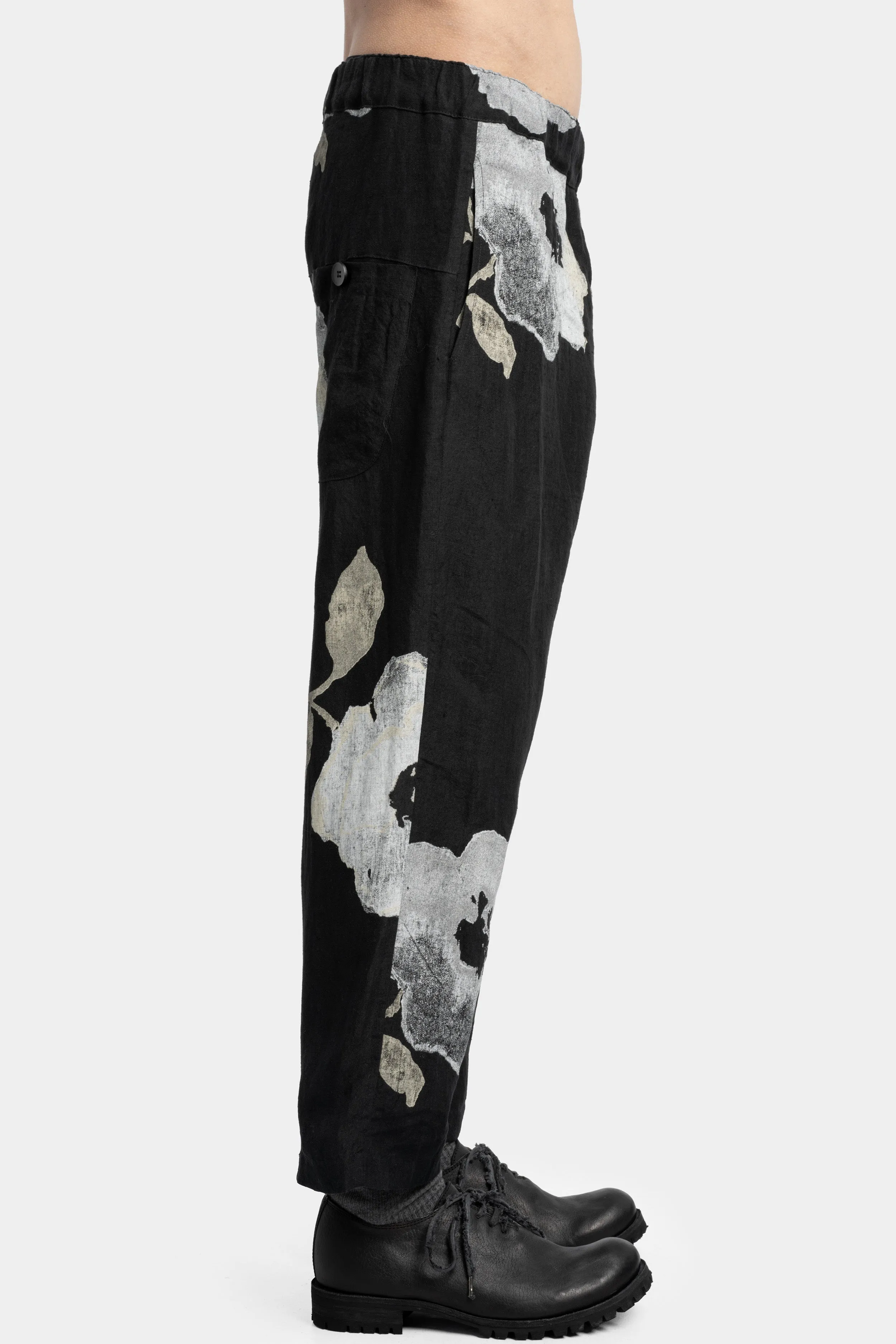 Cropped linen pants, Floral