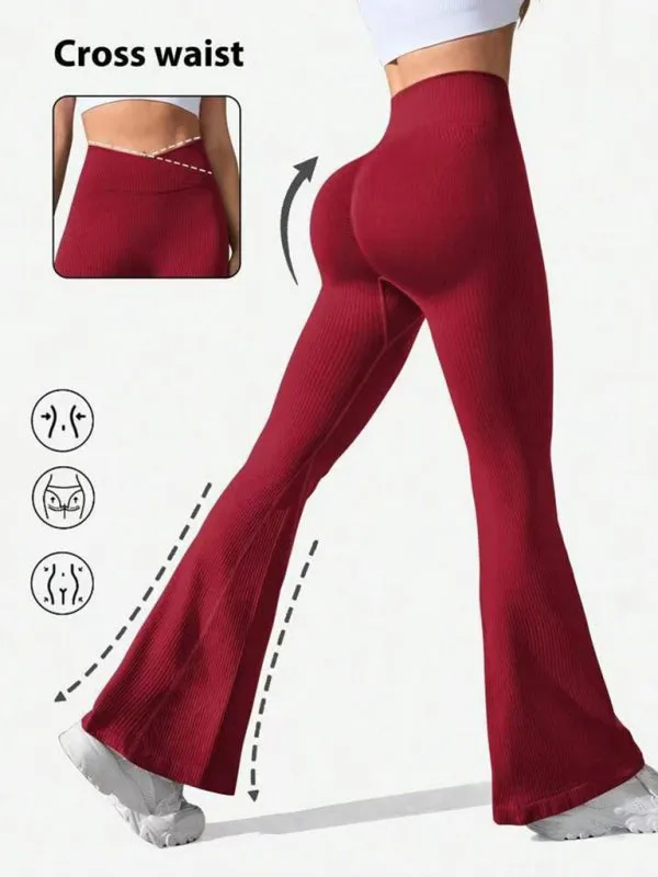 Cross Waist Flared Yoga Pants