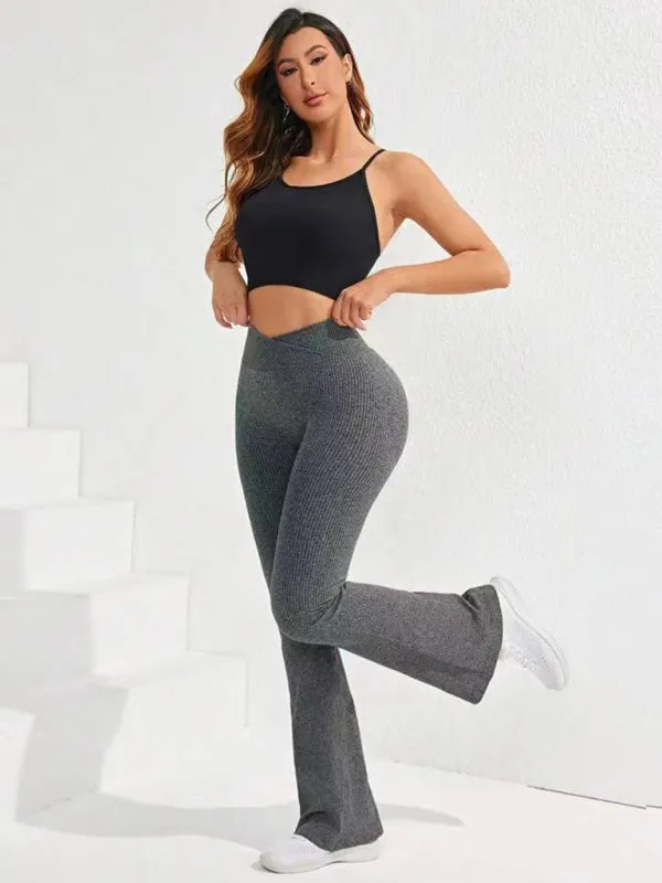 Cross Waist Flared Yoga Pants