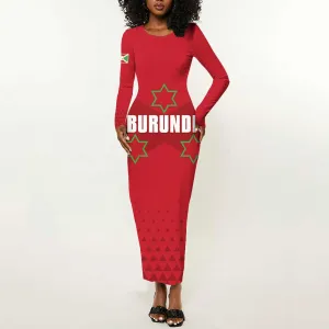 Custom Burundi Football Long Sleeve Bodycon Dress Go Intamba Go LT15