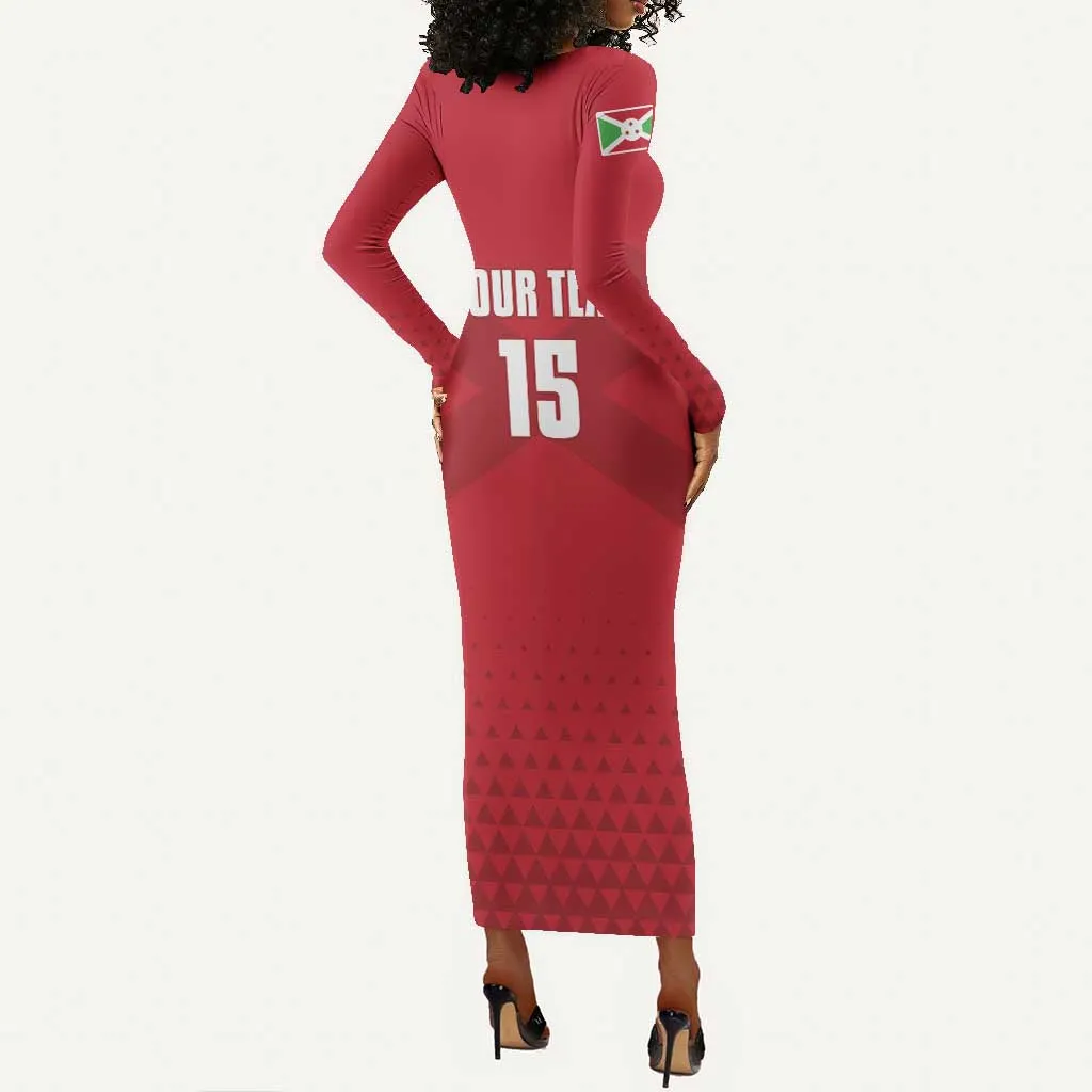 Custom Burundi Football Long Sleeve Bodycon Dress Go Intamba Go LT15