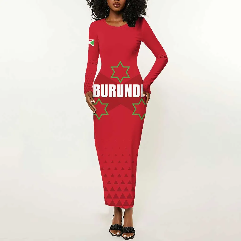 Custom Burundi Football Long Sleeve Bodycon Dress Go Intamba Go LT15