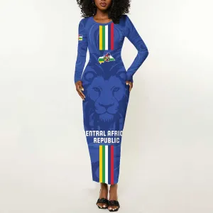Custom Central African Republic Football Long Sleeve Bodycon Dress Allez Les Fauves LT15
