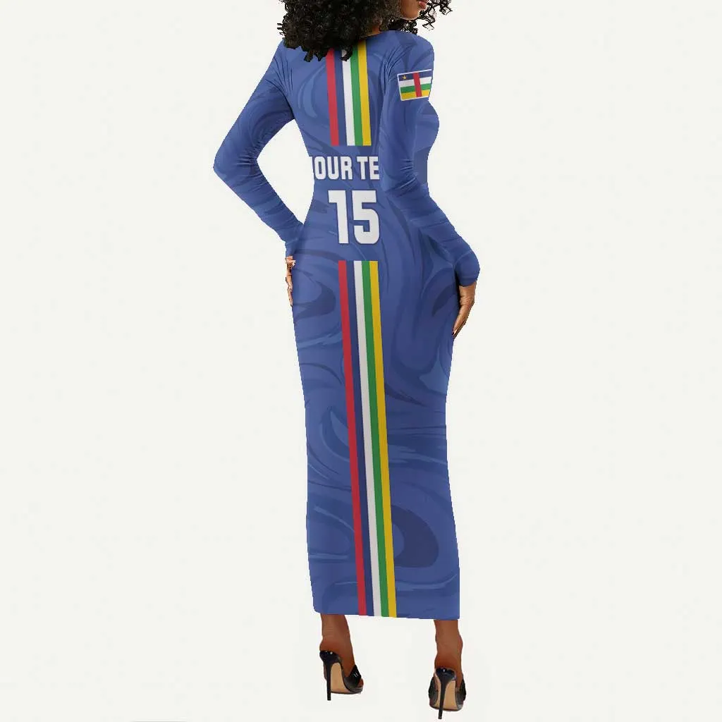 Custom Central African Republic Football Long Sleeve Bodycon Dress Allez Les Fauves LT15